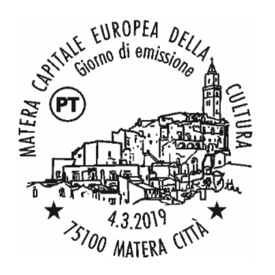 Annullo postale Matera Capitale Europea della Cultura 2019